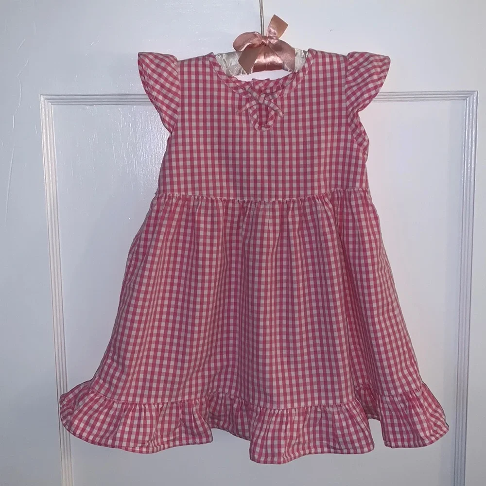 Gap 18-24M Pink & White Check Dress EUC Cotton